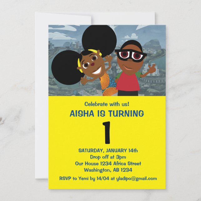 Bino et Fino Anniversaire Fête Invitation (Devant)
