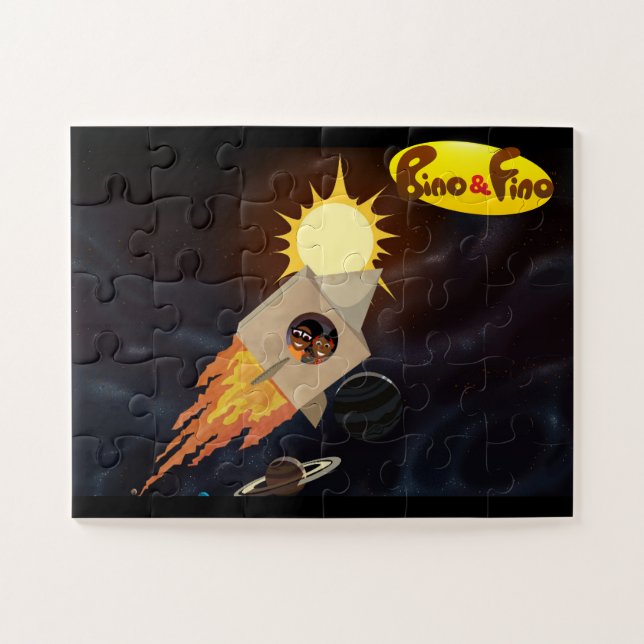 Bino et Fino dans le Puzzle des enfants spatiaux (Horizontal)