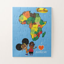 Bino et Fino J'aime Afrique Jigsaw Puzzle Blue