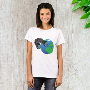 Binoculars Looking at Earth Planet Explorer Travel T-Shirt