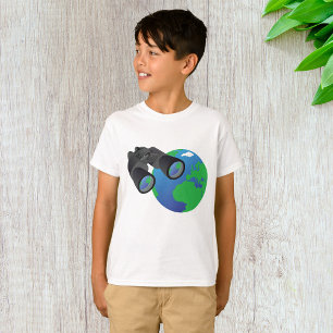 Binoculars Looking at Earth Planet Explorer Travel T-Shirt