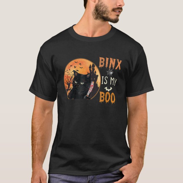 binx is my boo cute halloween cat T-Shirt (Front)