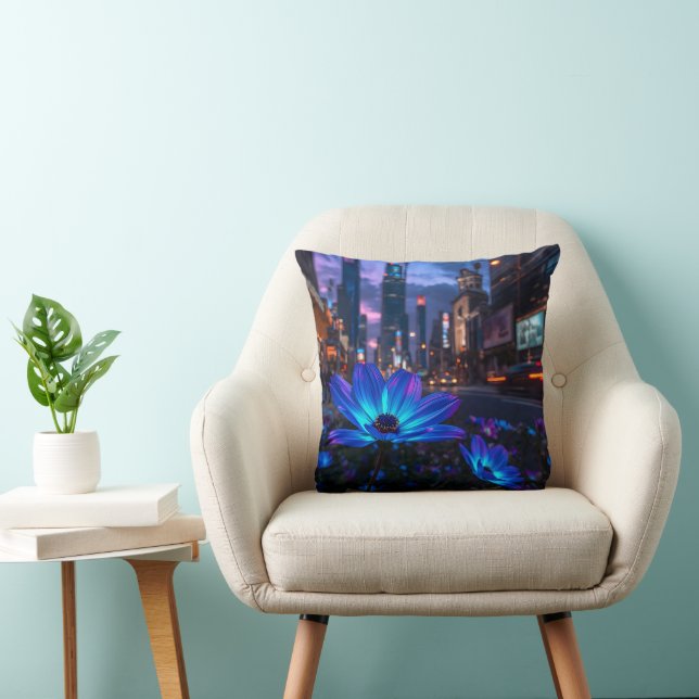 Bio Blue Throw Pillow (Chair)
