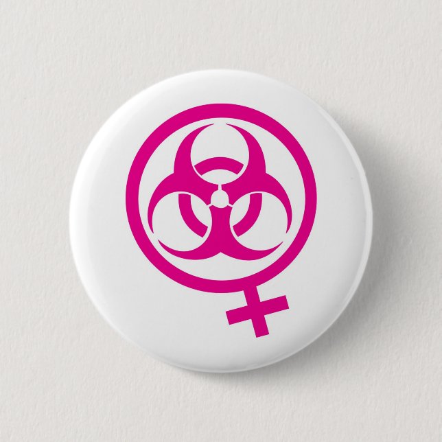 bio hazard femme 2 inch round button (Front)