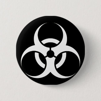 Bio Hazard or Biohazard Sign Symbol Warning Black 2 Inch Round Button
