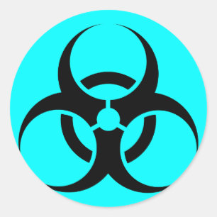 Bio Hazard or Biohazard Sign Symbol Warning Blue Classic Round Sticker