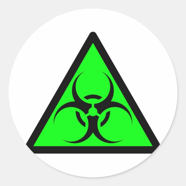 Bio Hazard or Biohazard Sign Symbol Warning Green Classic Round Sticker (Front)