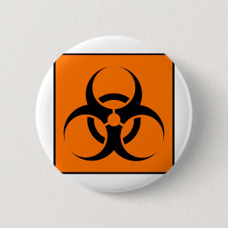 Bio Hazard or Biohazard Sign Symbol Warning Orange 2 Inch Round Button
