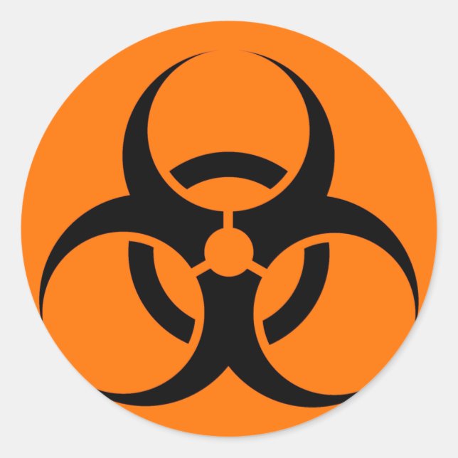 Bio Hazard or Biohazard Sign Symbol Warning Orange Classic Round Sticker (Front)