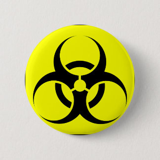 Bio Hazard or Biohazard Sign Symbol Warning Yellow 2 Inch Round Button