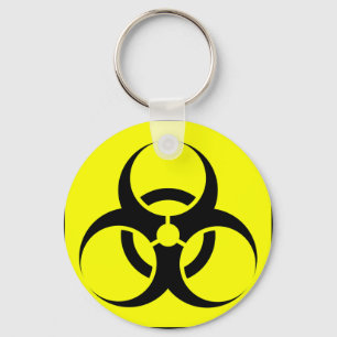 Bio Hazard or Biohazard Sign Symbol Warning Yellow Keychain