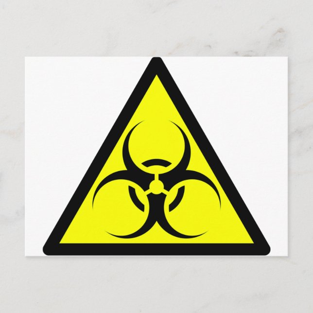 Bio Hazard or Biohazard Sign Symbol Warning Yellow Postcard (Front)