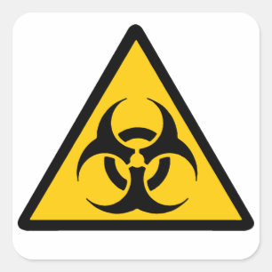 Bio-hazard yellow/black square sticker