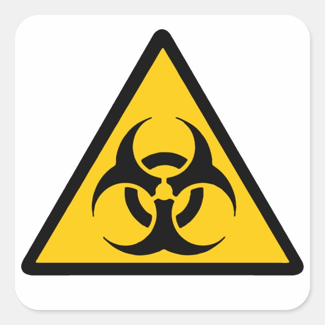 Bio-hazard yellow/black square sticker (Front)