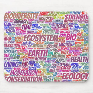 Bio Nuage de Mots Texte Modèle Biodiversité Mouse Pad