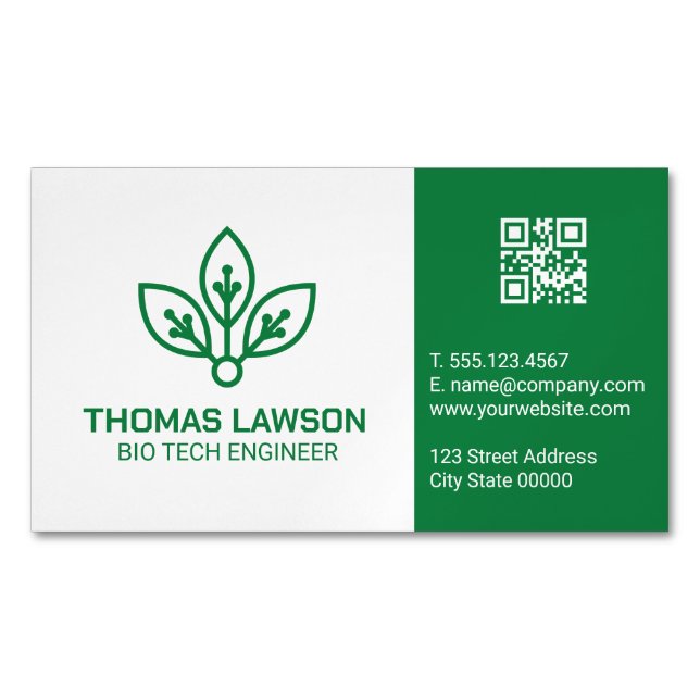 Bio Tech Logo | Engineer Magnetic Business Card (Front)