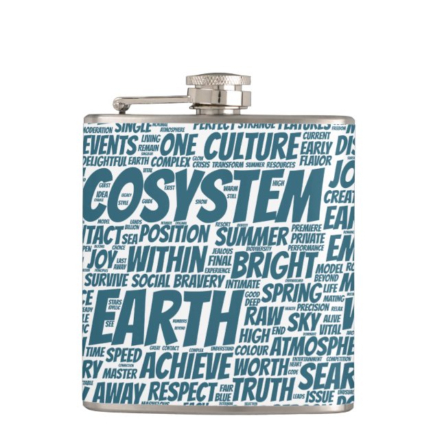 Bio Word Cloud Text Model Biodiversity Hip Flask (Front)