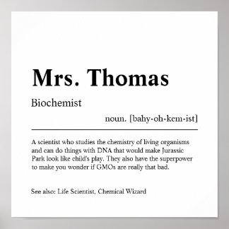 Biochemist Personalized Gift Poster