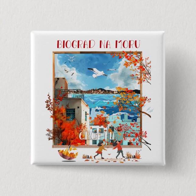 Biograd na moru 2 2 inch square button (Front)