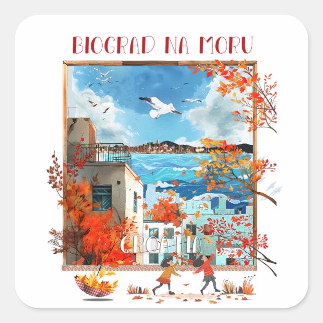 Biograd na moru 2 square sticker (Front)
