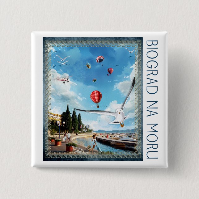 Biograd na moru 4 2 inch square button (Front)