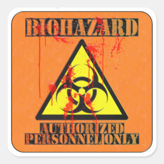 Biohazard authorized personnel only square sticker