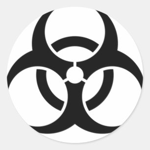 biohazard black classic round sticker