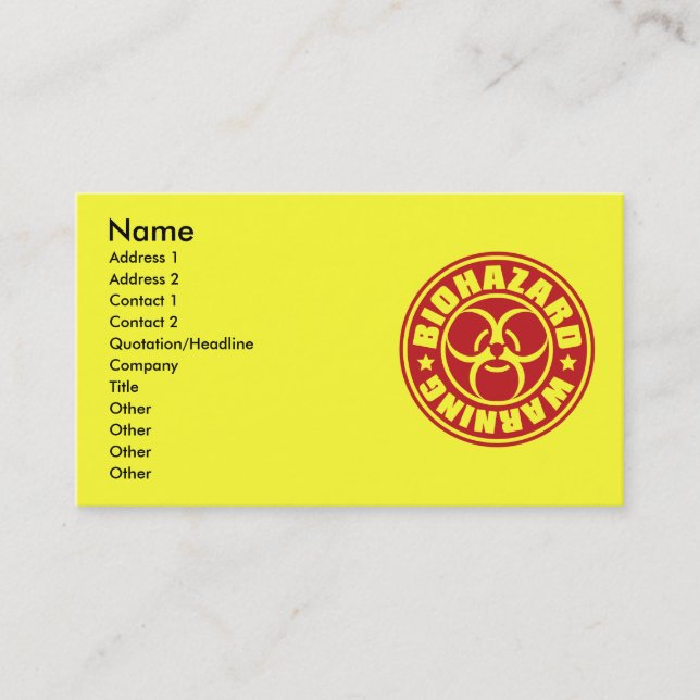 BIOHAZARD BUSINESS CARD (Front)