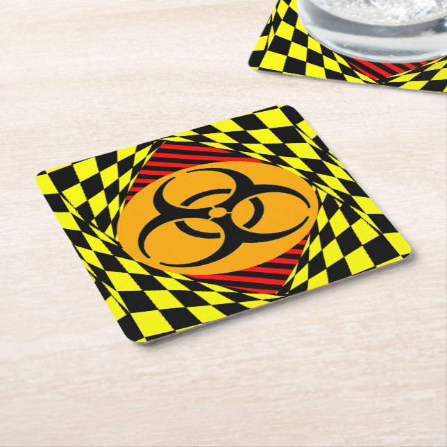 Biohazard Design by Kenneth Yoncich Square Paper Coaster (Angled)