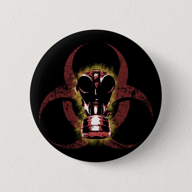 Biohazard Gas Mask Customizable 2 Inch Round Button (Front)