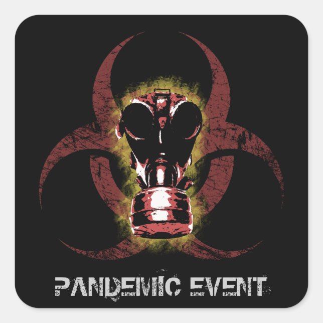 Biohazard Gas Mask Customizable Square Sticker (Front)