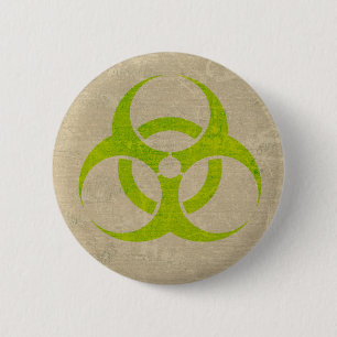 Biohazard Lime Green Grunge 2 Inch Round Button