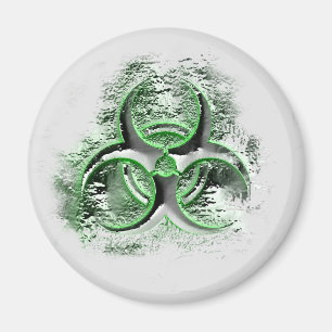 Biohazard sign symbol glowing quicksilver magnet