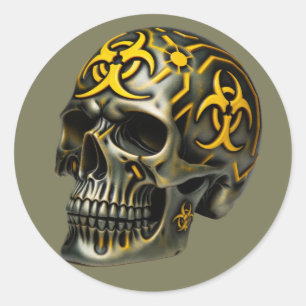 Biohazard skull  classic round sticker