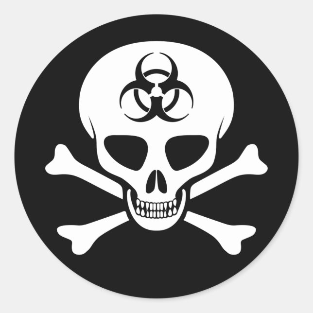 Biohazard Skull & Crossbones Sticker (Front)