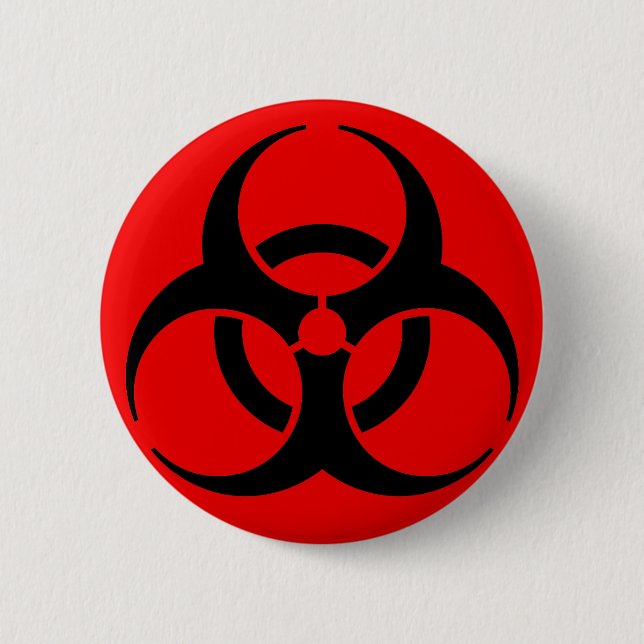 Biohazard Symbol 2 Inch Round Button (Front)