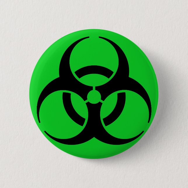 Biohazard Symbol 2 Inch Round Button (Front)