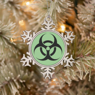 Biohazard Symbol Snowflake Pewter Christmas Ornament