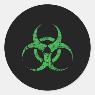 Biohazard Symbol Vintage Green Funny Halloween Classic Round Sticker