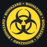Biohazard Warning Classic Round Sticker<br><div class="desc">Biohazard - yellow and black biohazard warning sign.</div>