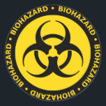 Biohazard Warning Classic Round Sticker<br><div class="desc">Biohazard - yellow and black biohazard warning sign.</div>