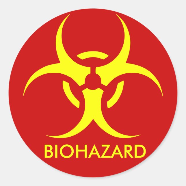 biohazard ! warning danger classic round sticker (Front)
