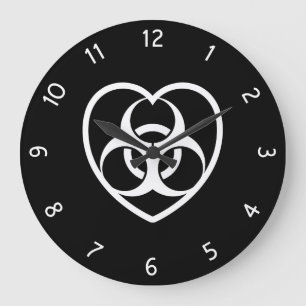 Biohazard Warning Heart Large Clock