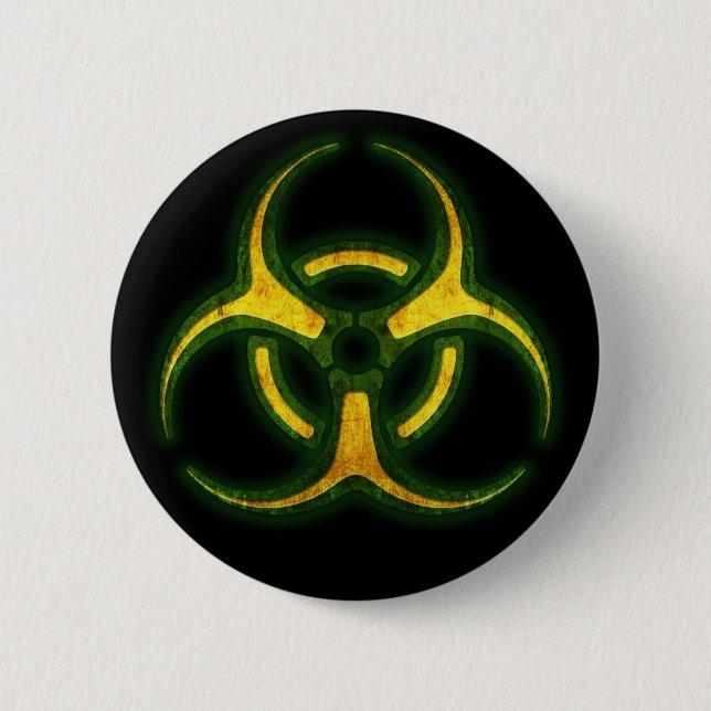 Biohazard Zombie Warning 2 Inch Round Button (Front)