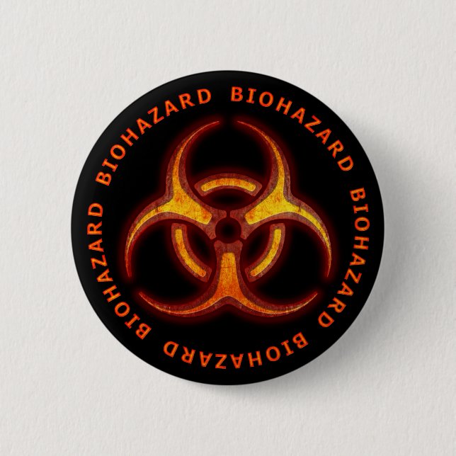 Biohazard Zombie Warning 2 Inch Round Button (Front)