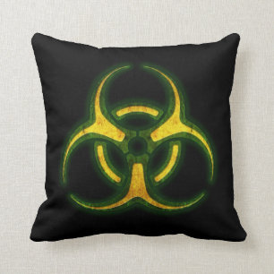 Biohazard Zombie Warning Throw Pillow