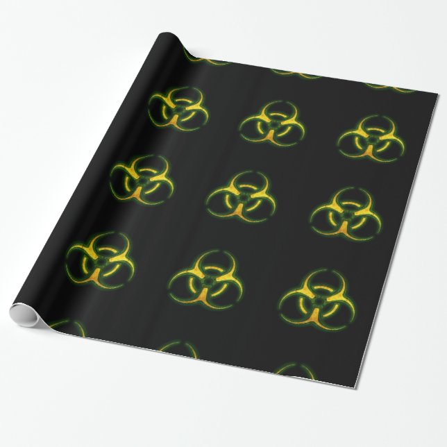 Biohazard Zombie Warning Wrapping Paper (Unrolled)
