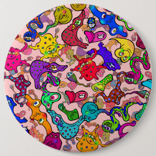 Biological Allergy Outbreak Doodle Cartoon 6 Inch Round Button