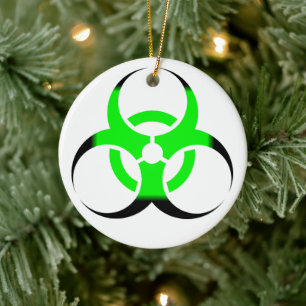 Biological Biohazard Symbol green and black Ceramic Ornament