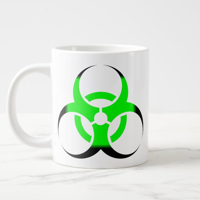 Biological Biohazard Symbol green and black Large Coffee Mug (Left)